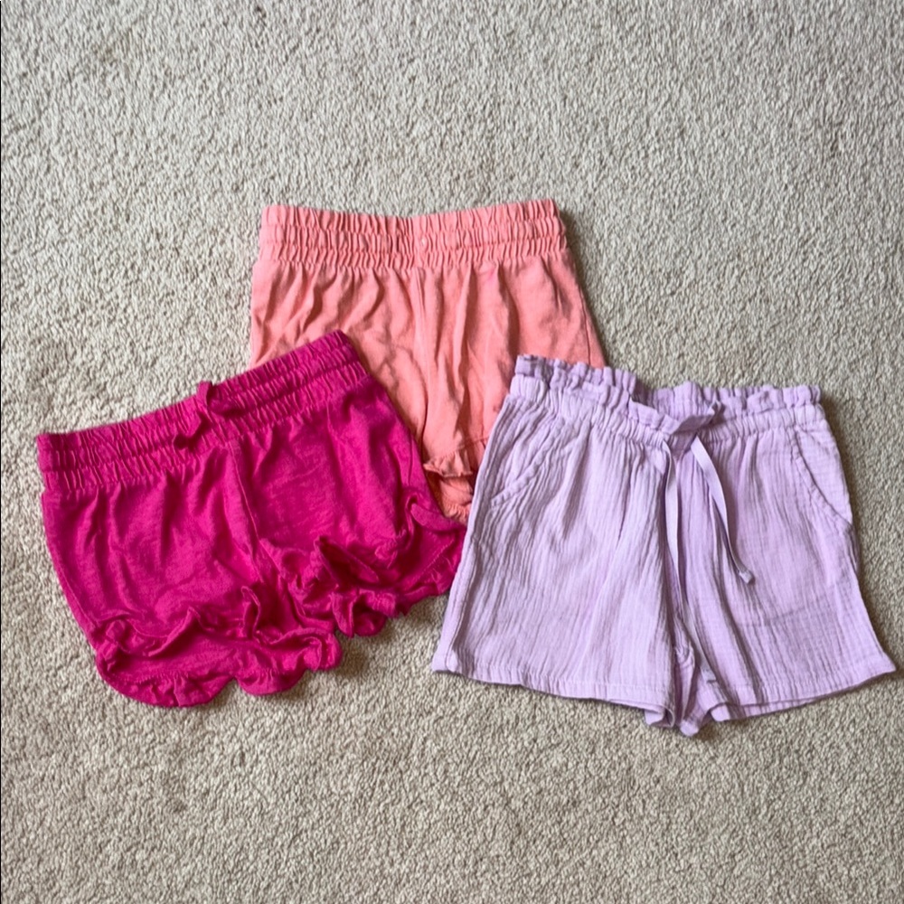 Set of Three Ruffle and Tie Shorts